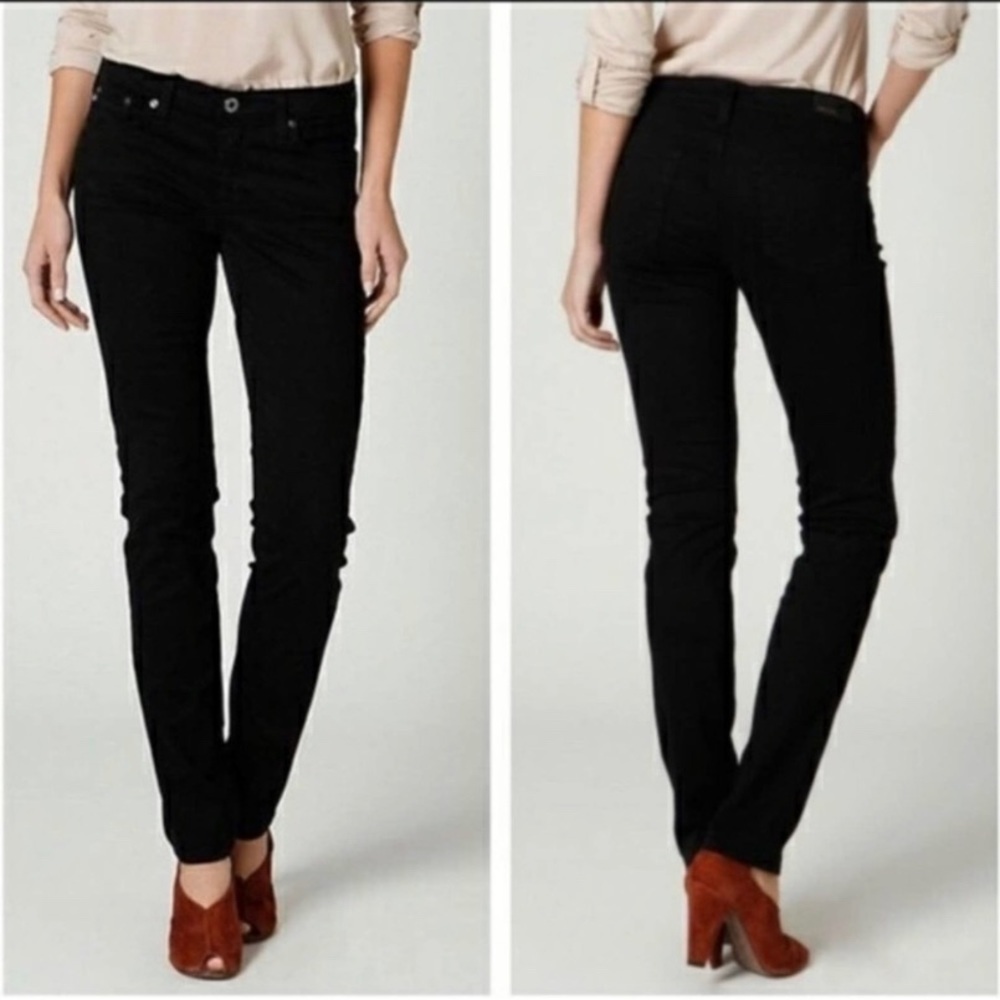 AG The Stevie Slim Straight Black Jeans. 27 R